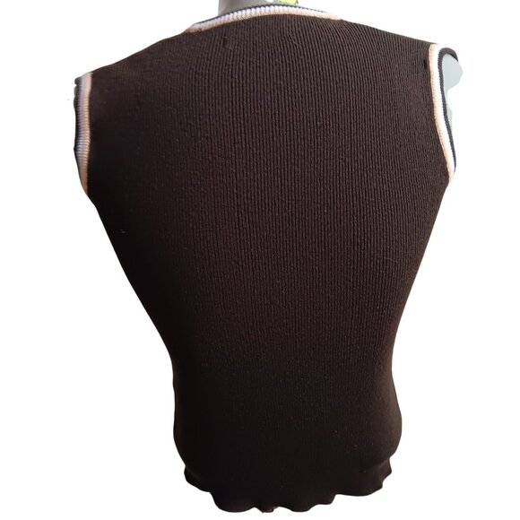 Vintage Men's Small Sweater Vest Sleeveless V-Neck Knit Von Cort Brown Acrylic - Picture 4 of 5